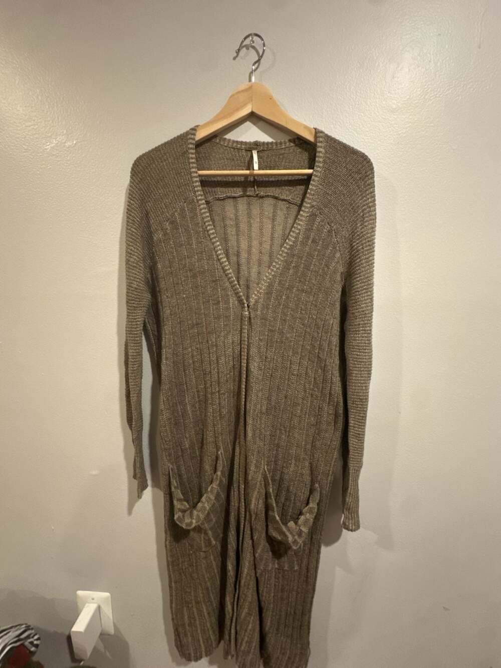 Free People Shadow Stripe Long Duster Cardigan Size XS